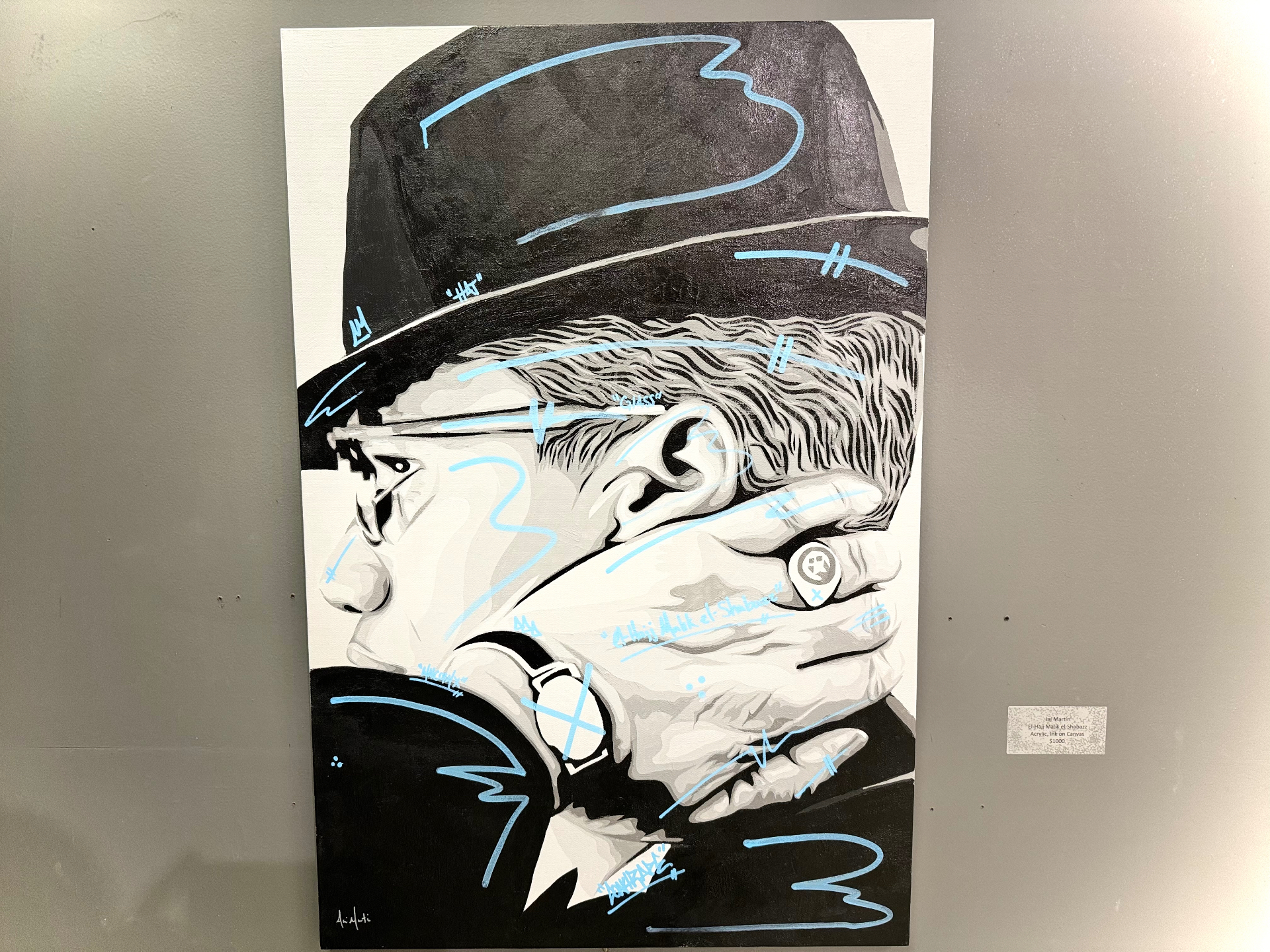 El-Hajj Malik el-Shabazz by Jai Martin, Acrylic & Ink on Canvas